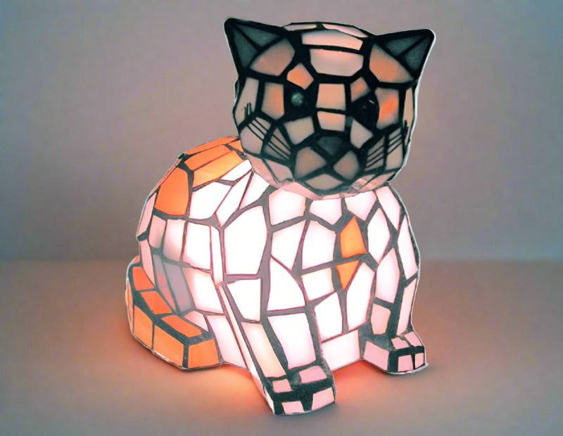 Cat Leadlight Table Lamp