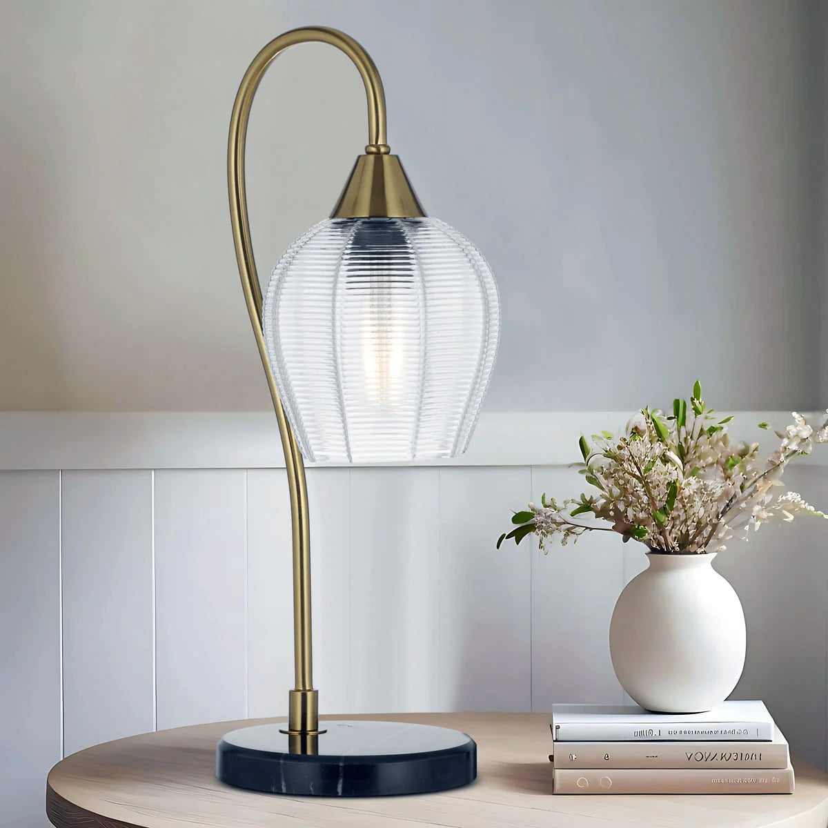 Azalea Table Lamp - Black Marble/Antique Gold