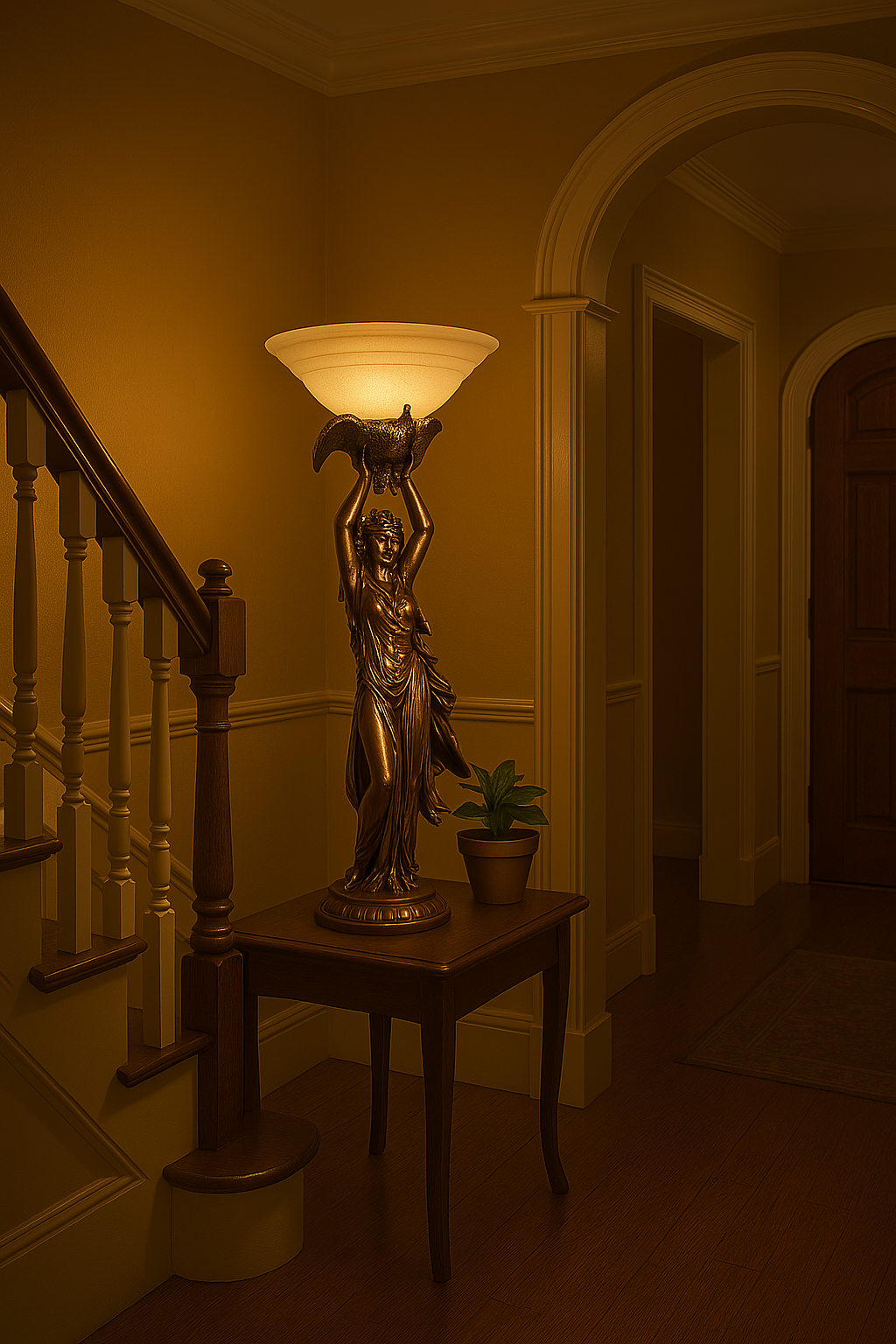 Art Deco Lady with Bird Table or Floor Lamp