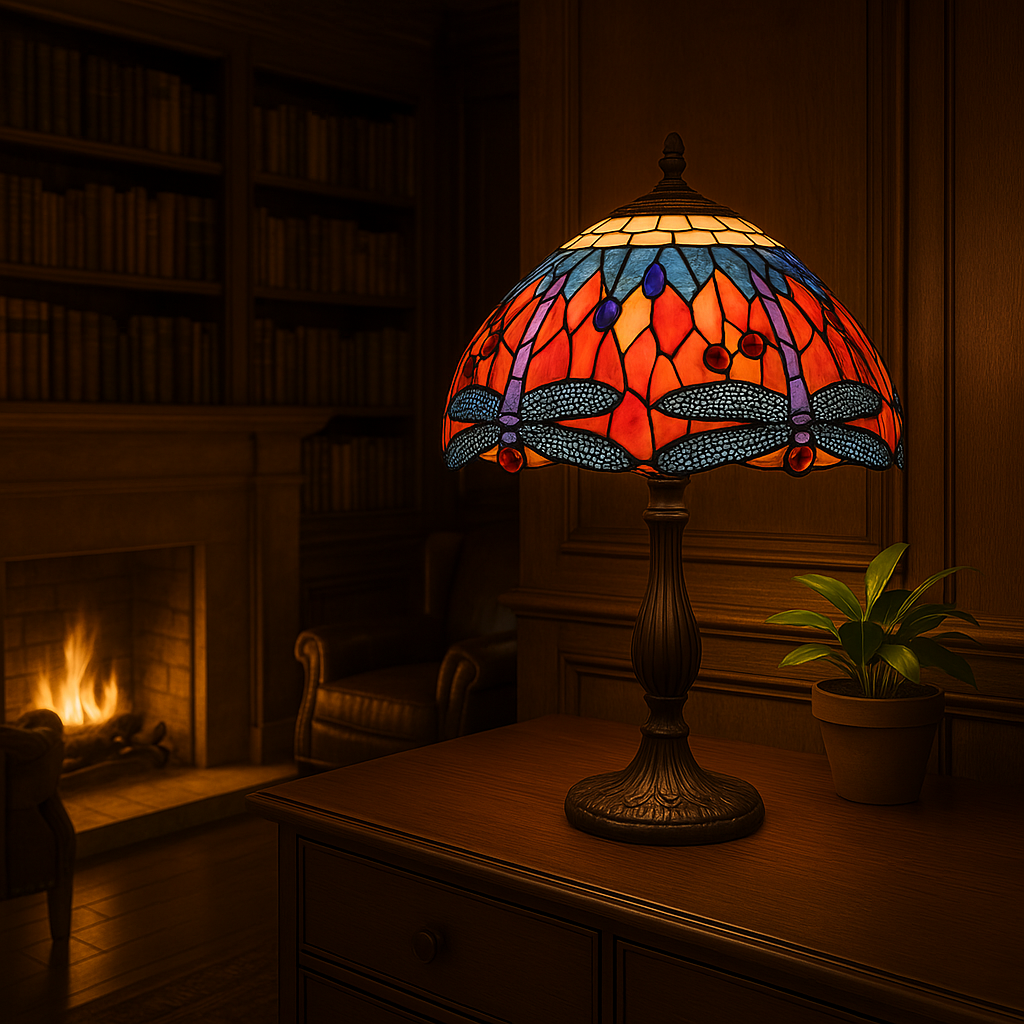 Blue Dragonfly 16" Lead Light Table Lamp (TNTL161508)