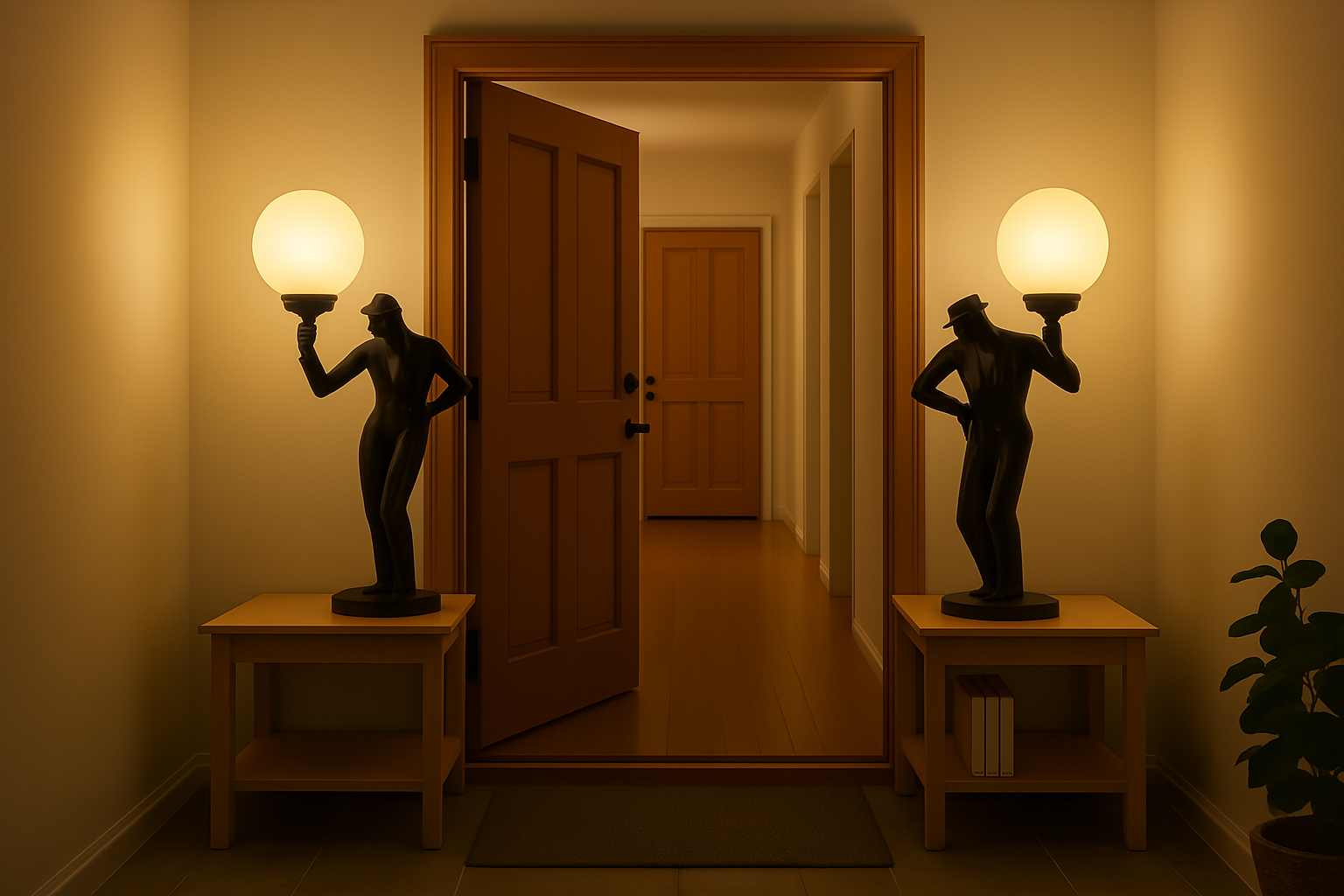 Male Art Deco Dancer Table Lamp