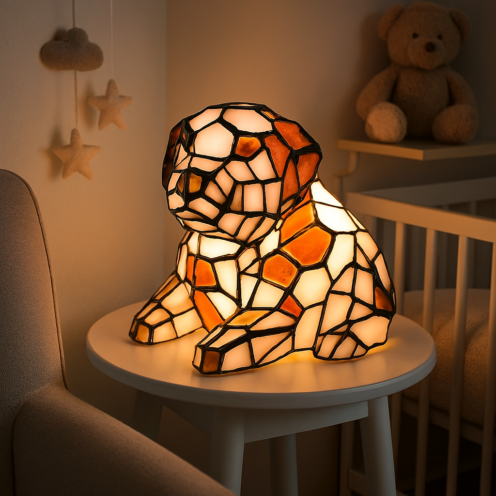 Dog Leadlight Table Lamp