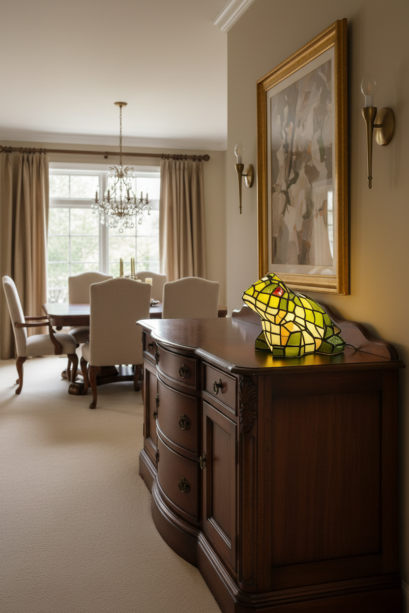 Leadlight Frog Table Lamp