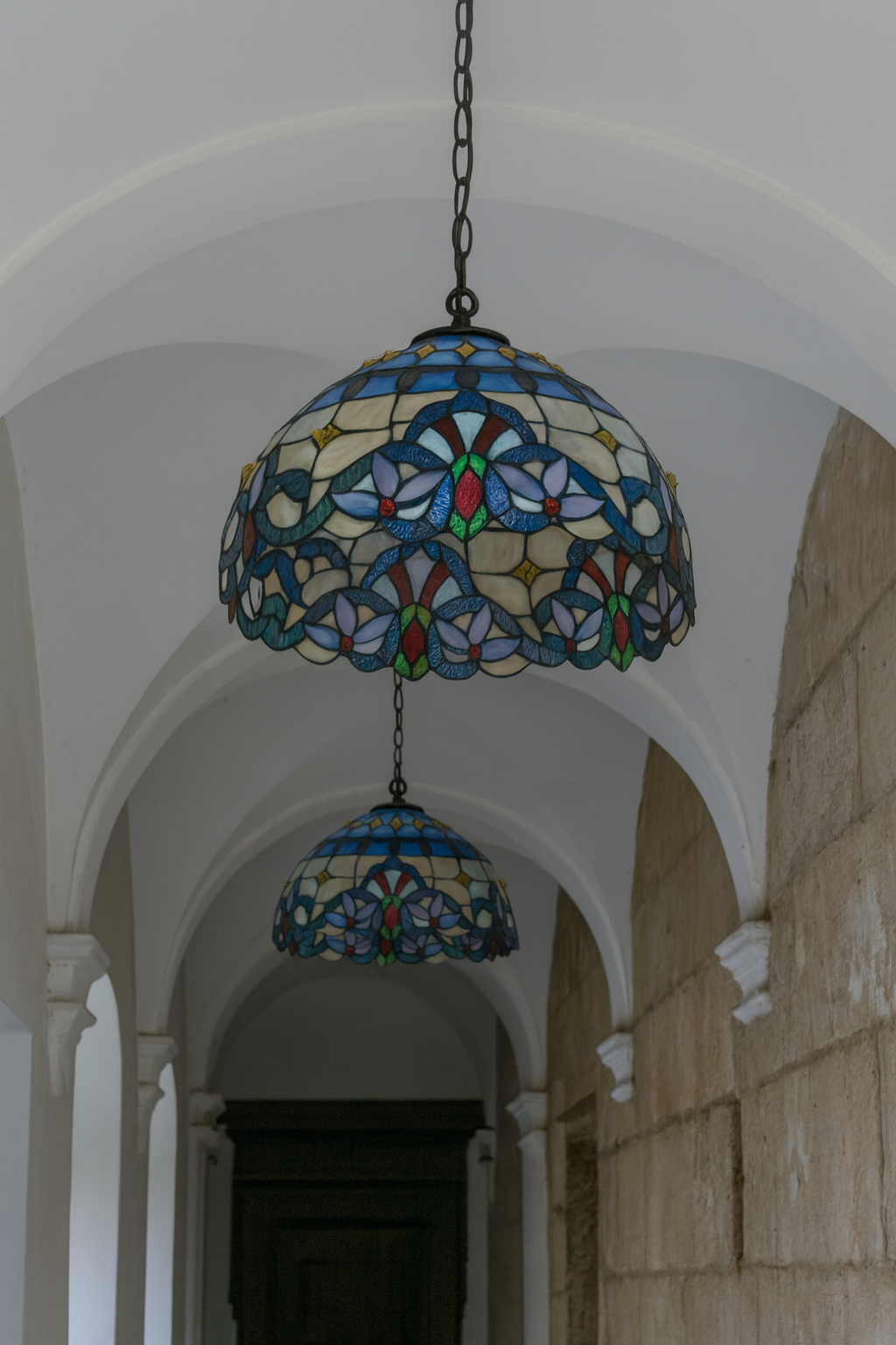 Blue Floral Leadlight Pendant 16″ (TNP163381 )