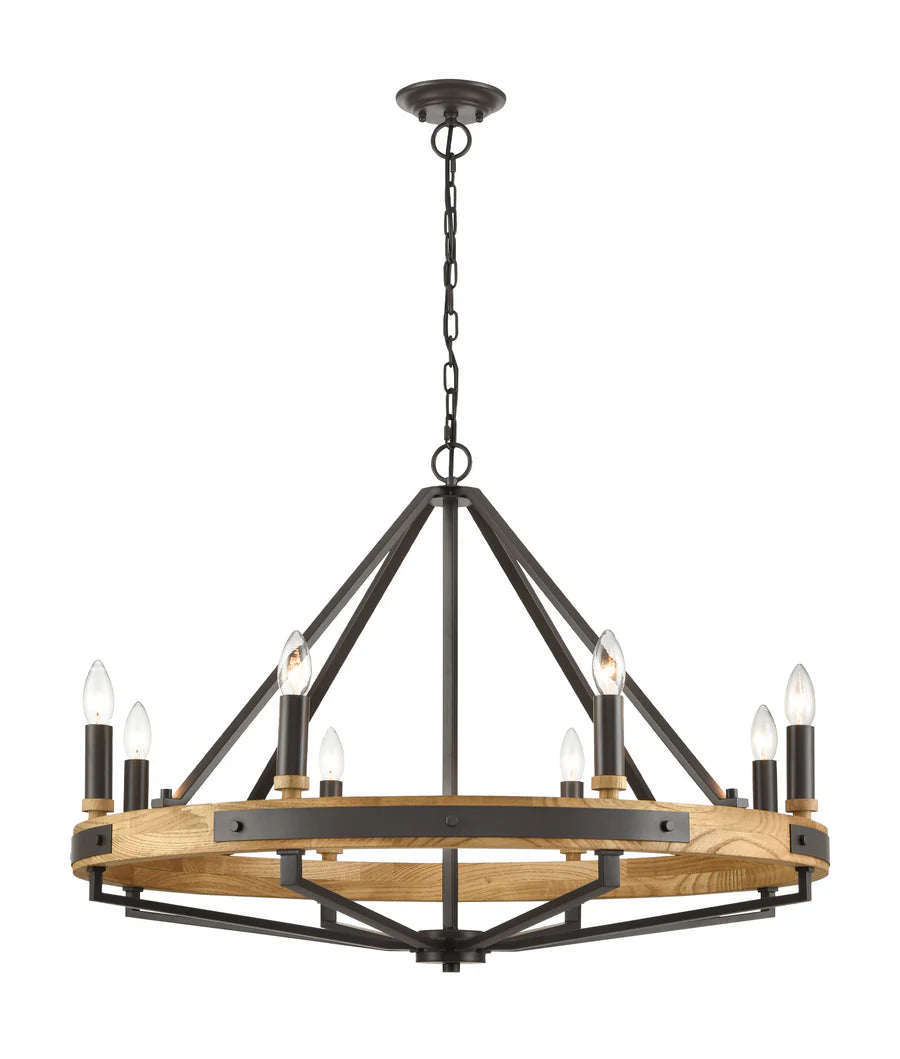 Funale 8 light Candelabra Oak/Sarin Brass