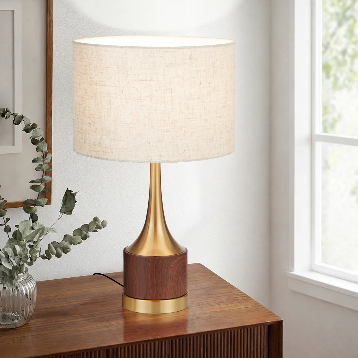 Karos Table Lamp Wood/ Antique Gold