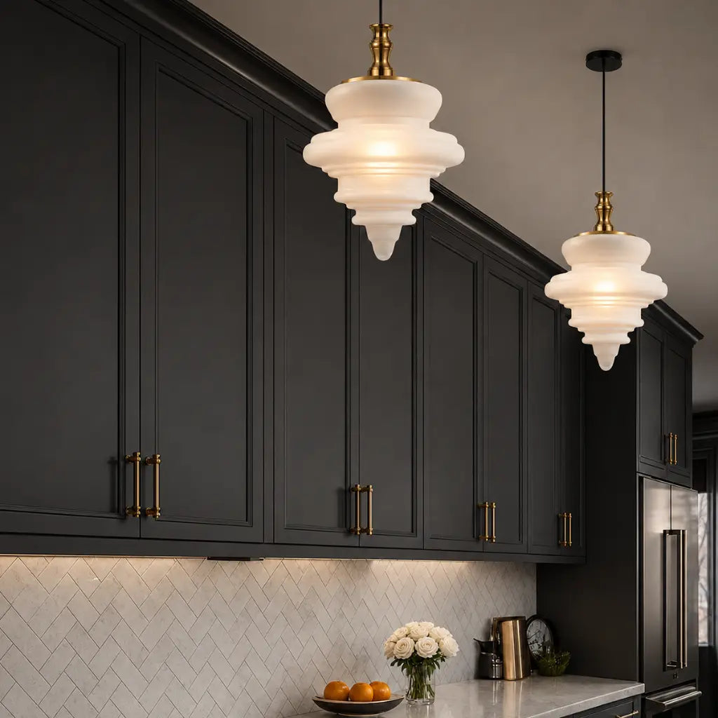 Privas38 Pendant Light - Antique Gold/Frosted shade