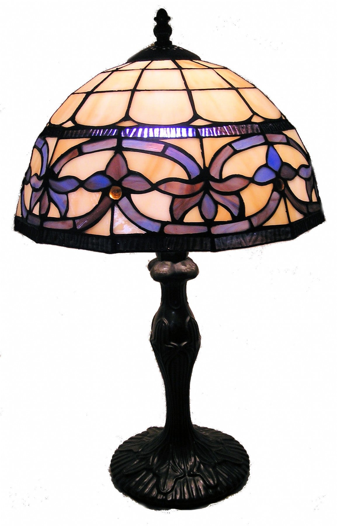 Blue/Cream Leadlight Lamp 12" (TNTL121345B)