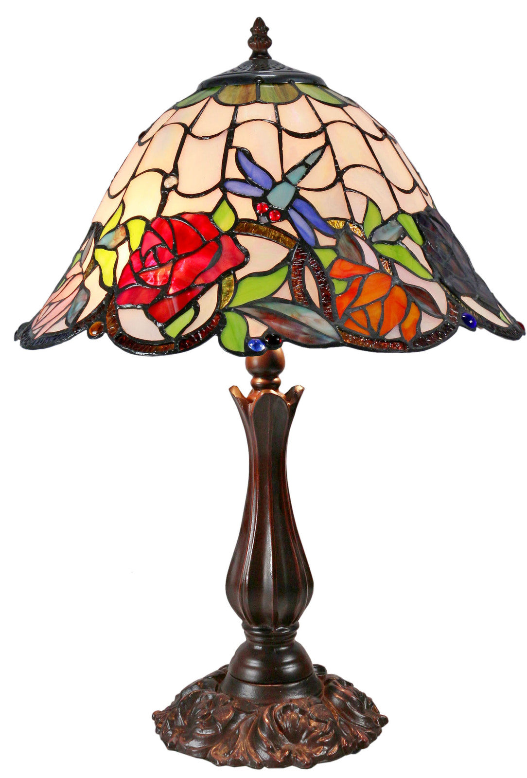 Rose and dragonfly Tiffany Table Lamp (GGTL-16809)
