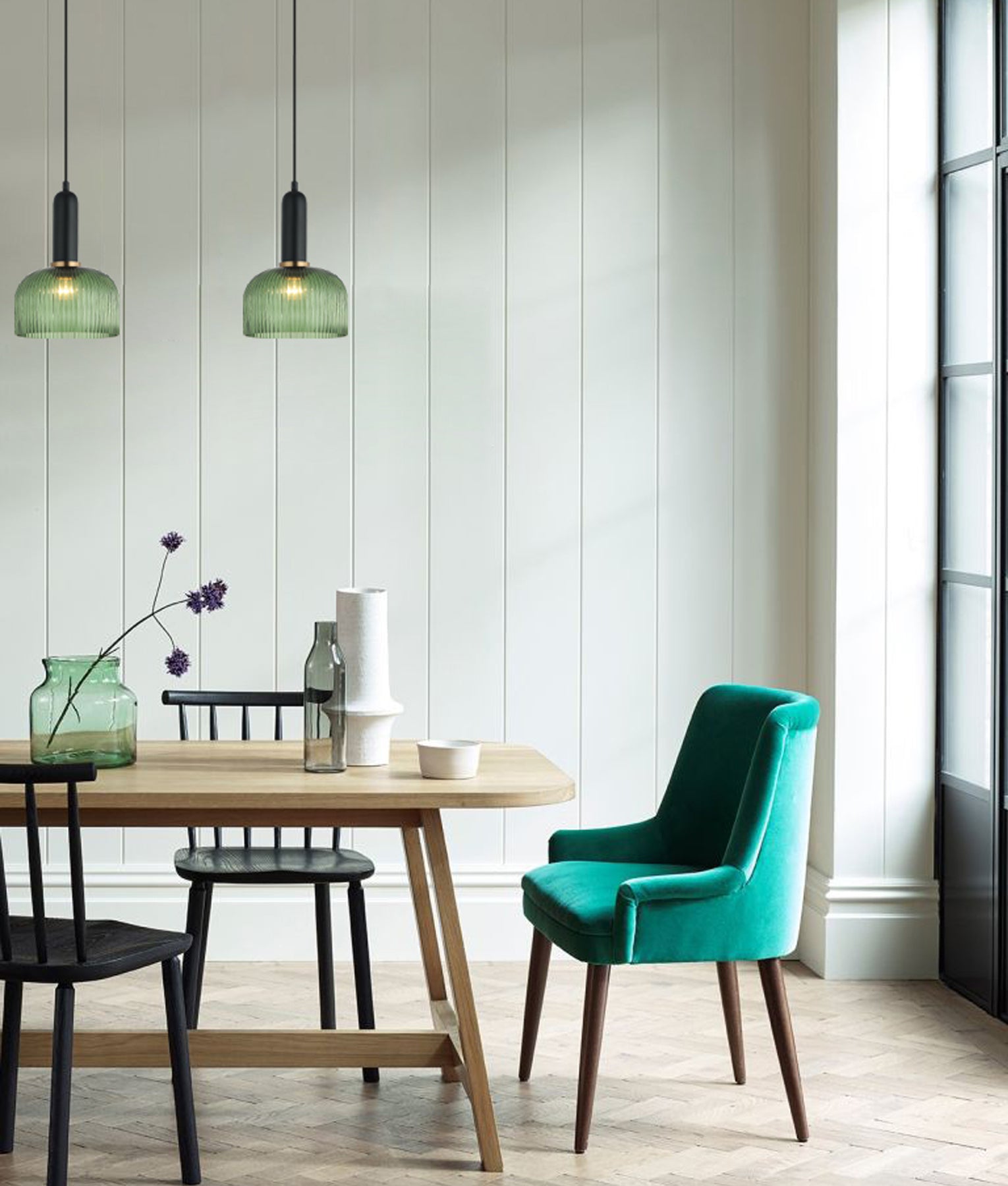 Vintaj  Series Dome Ribbed Glass Pendants
