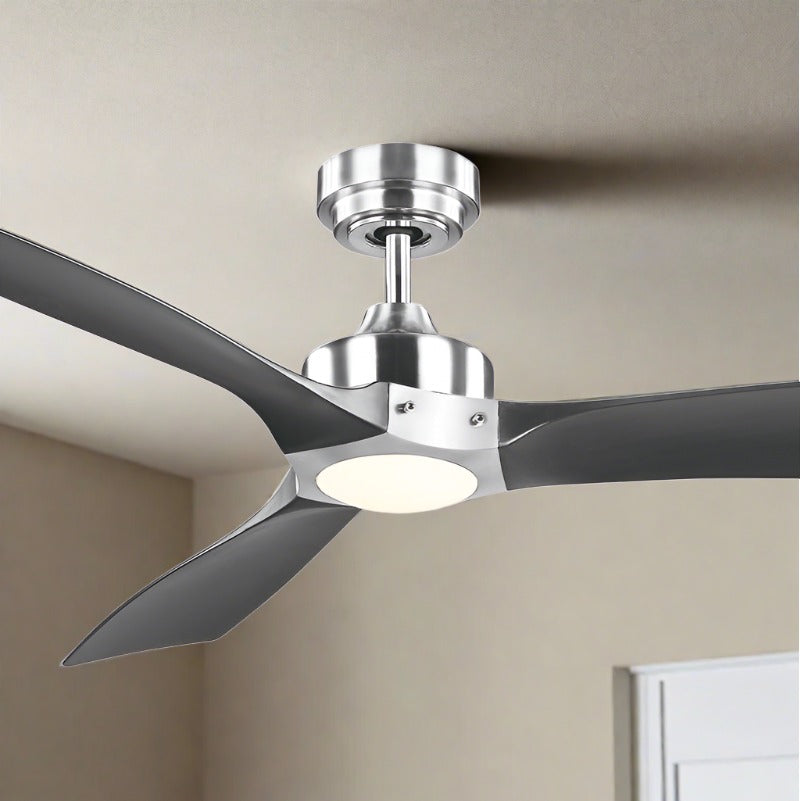 MINOTA 1300 FAN CHROME BODY/BLACK TIMBER BLADES LED LIGHT
