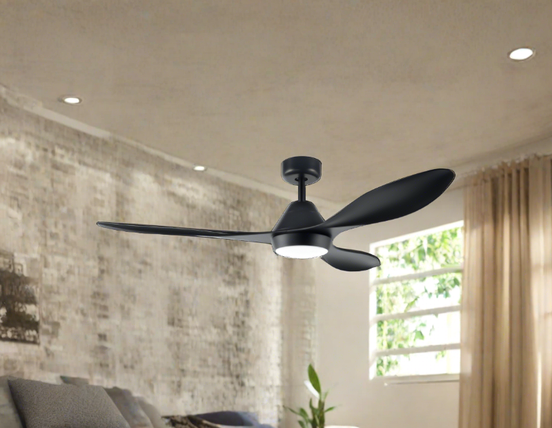 Nevis  ABS Indoor/Outdoor Ceiling Fan With Remote Control Black with LED Light
