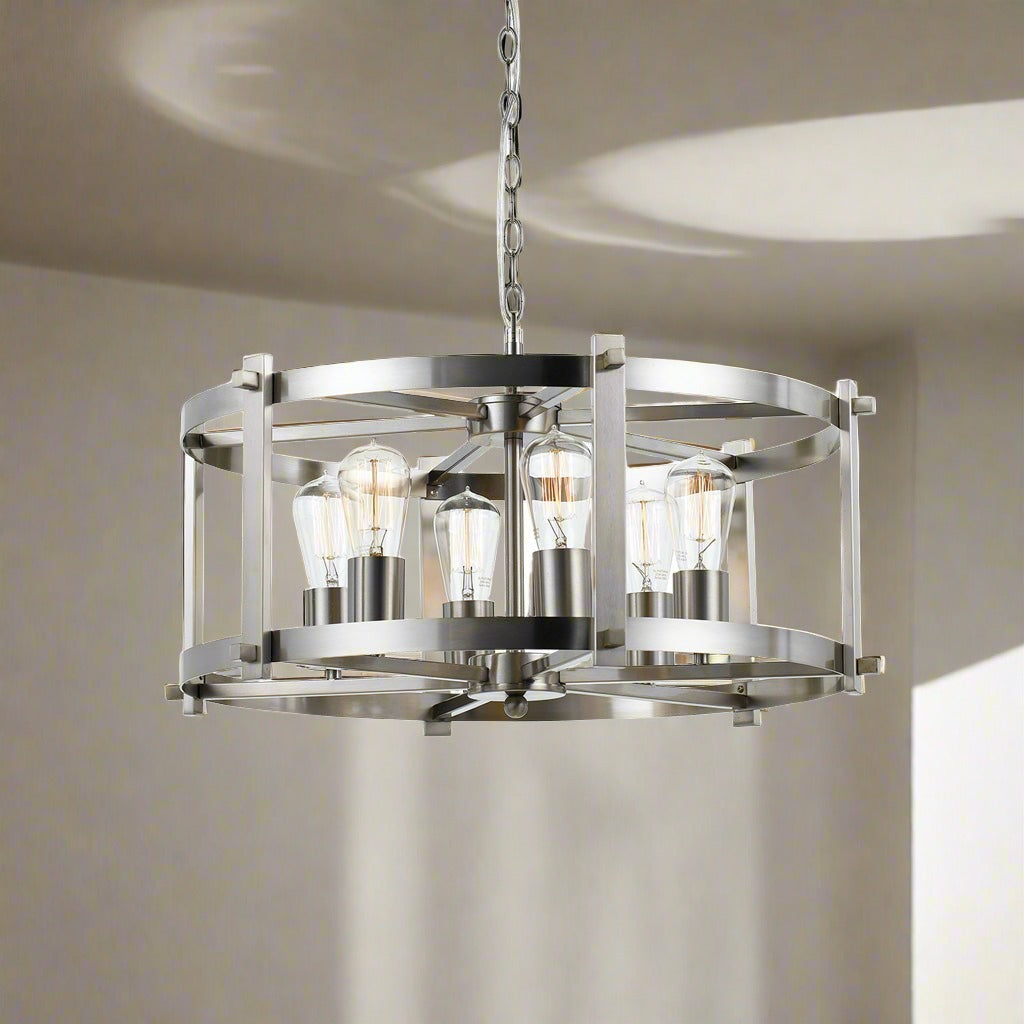 Finley 60 6 Light Pendant in Satin Nickel
