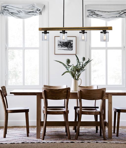 Meti 4 Light Glass /Timber Pendant